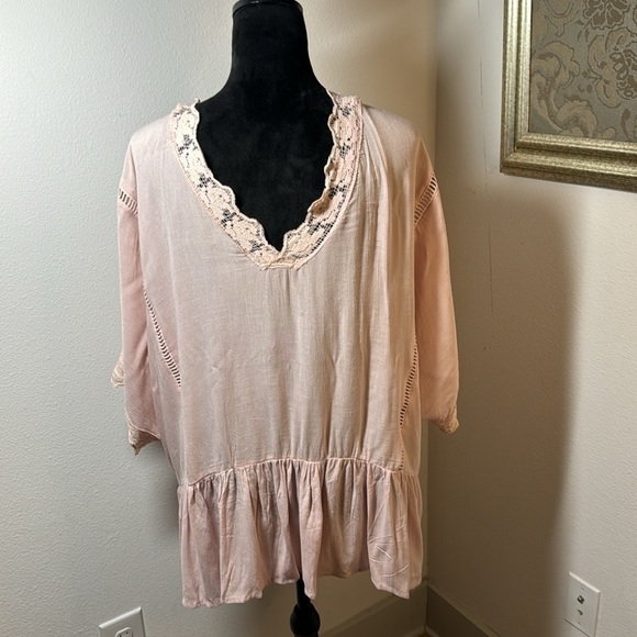 Miss Chievous blush crochet trim tassel ties cover up top Sz M - Picture 3 of 6